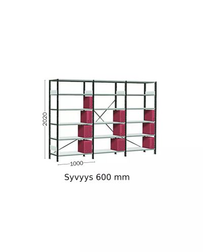 Pientavarahylly 3 jaksoinen 610 x 3050 x 2020 mm Pientavarahylly 3 jaksoinen 610 x 3050 x 2020 mm