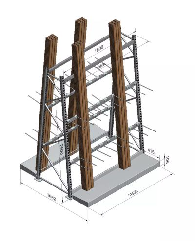 Listahylly, 2-puolinen, perusosa RAL7035 Listahylly, 2-puolinen, perusosa RAL7035