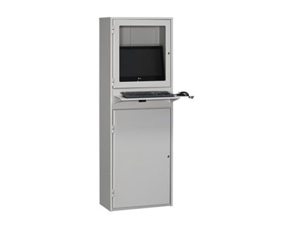 Litteä tietokonekaappi 600 x 330 x 1730 mm, harmaa