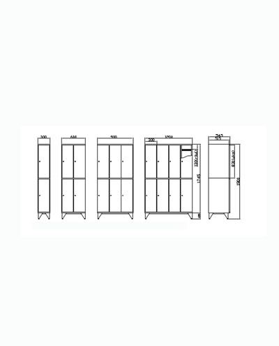 Lokerokaappi 2 x 2 lokeroa 600 x 1900 mm Solid Lokerokaappi 2 x 2 lokeroa 600 x 1900 mm Solid