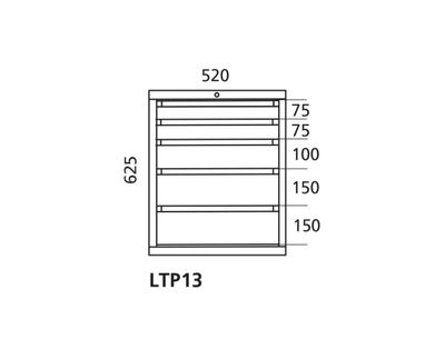 Laatikosto 13 Handy Industrial, laatikot 75, 75, 100, 150, 150 mm Laatikosto 13 Handy Industrial, laatikot 75, 75, 100, 150, 150 mm