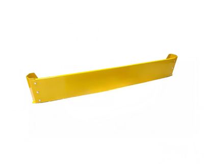 Törmäyssuoja 2-puoleisen kuormalavahyllyn päätyyn, huomioväri keltainen