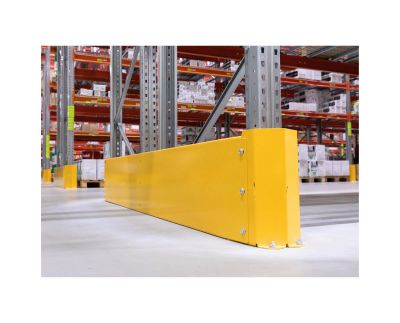 Törmäyssuoja 2-puoleisen kuormalavahyllyn päätyyn, RAL keltainen