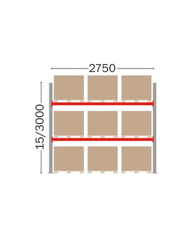 Kuormalavahylly perusosa 9 EUR-lavalle, 3000 mm Kuormalavahylly perusosa 9 EUR-lavalle, 3000 mm