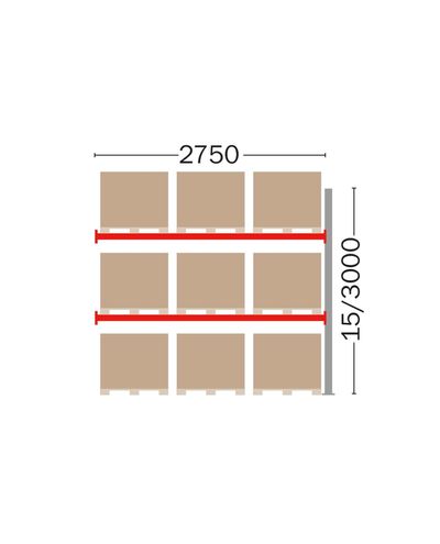 Kuormalavahylly jatko-osa 9 EUR-lavalle, 3000 mm Kuormalavahylly jatko-osa 9 EUR-lavalle, 3000 mm