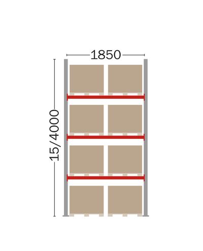 Kuormalavahylly Perusosa 8 EUR-lavalle, 4000 mm Kuormalavahylly Perusosa 8 EUR-lavalle, 4000 mm
